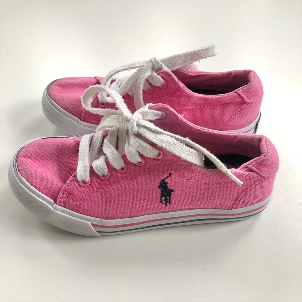 Polo Ralph Lauren Pink Lace-Up Canvas Girls Sneakers Size 12.5